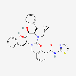 3-[[(4R,5S,6S,7R)-4,7-dibenzyl-3-(cyclopropylmethyl)-5,6-dihydroxy-2-oxo-1,3-diazepan-1-yl]methyl]-N-(1,3-thiazol-2-yl)benzamide