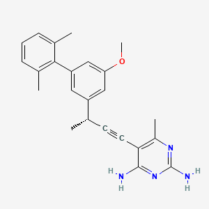 molecular formula C24H26N4O B10758995 5-[(3r)-3-(5-Methoxy-2',6'-Dimethylbiphenyl-3-Yl)but-1-Yn-1-Yl]-6-Methylpyrimidine-2,4-Diamine 