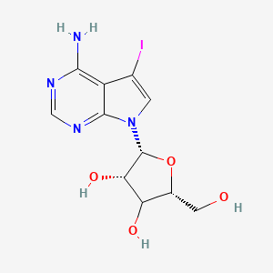 molecular formula C11H13IN4O4 B10759058 (2R,3S,5R)-2-(4-amino-5-iodopyrrolo[2,3-d]pyrimidin-7-yl)-5-(hydroxymethyl)oxolane-3,4-diol 