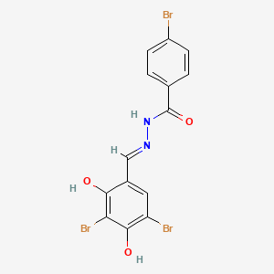 molecular formula C14H9Br3N2O3 B10759080 4-bromo-N'-[(1E)-(3,5-dibromo-2,4-dihydroxyphenyl)methylidene]benzohydrazide 