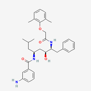 molecular formula C32H41N3O4 B10759242 4-Amino-n-{4-[2-(2,6-dimethyl-phenoxy)-acetylamino]-3-hydroxy-1-isobutyl-5-phenyl-pentyl}-benzamide 