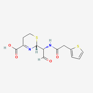 molecular formula C13H14N2O4S2 B10759424 (2R)-2-{(1R)-2-Oxo-1-[(2-thienylacetyl)amino]ethyl}-5,6-dihydro-2H-1,3-thiazine-4-carboxylic acid 