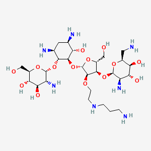 molecular formula C28H57N7O14 B10759445 2''-O-[N-(3-(aminopropyl)2-aminoethyl]paromomycin 