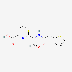 molecular formula C13H14N2O4S2 B10759498 2-[2-oxo-1-[(2-thiophen-2-ylacetyl)amino]ethyl]-5,6-dihydro-2H-1,3-thiazine-4-carboxylic acid 