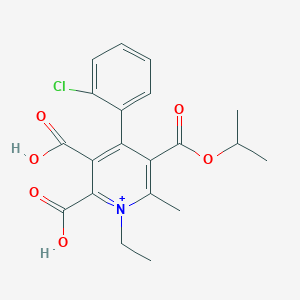 molecular formula C20H21ClNO6+ B10759502 2,3-Dicarboxy-4-(2-chloro-phenyl)-1-ethyl-5-isopropoxycarbonyl-6-methyl-pyridinium 