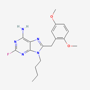 molecular formula C18H22FN5O2 B10759507 9-Butyl-8-(2,5-dimethoxy-benzyl)-2-fluoro-9H-purin-6-ylamine 