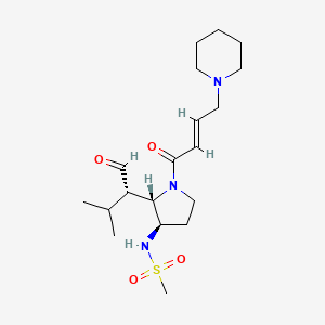 molecular formula C19H33N3O4S B10759654 N-[2-(1-Formyl-2-methyl-propyl)-1-(4-piperidin-1-YL-but-2-enoyl)-pyrrolidin-3-YL]-methanesulfonamide 