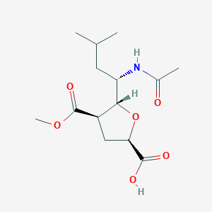 molecular formula C14H23NO6 B10759977 5-[1-(Acetylamino)-3-methylbutyl]-2,5-anhydro-3,4-dideoxy-4-(methoxycarbonyl)pentonic acid 