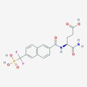 molecular formula C17H17F2N2O7P B10760066 4-Carbamoyl-4-{[6-(difluoro-phosphono-methyl)-naphthalene-2-carbonyl]-amino}-butyric acid 