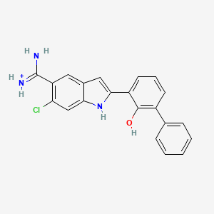 molecular formula C21H17ClN3O+ B10760112 6-Chloro-2-(2-hydroxy-biphenyl-3-YL)-1H-indole-5-carboxamidine 