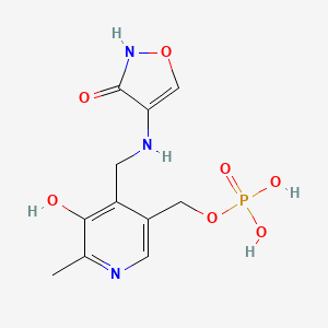 molecular formula C11H14N3O7P B10760146 (5-Hydroxy-6-Methyl-4-{[(3-Oxo-2,3-Dihydro-1,2-Oxazol-4-Yl)amino]methyl}pyridin-3-Yl)methyl Dihydrogen Phosphate 