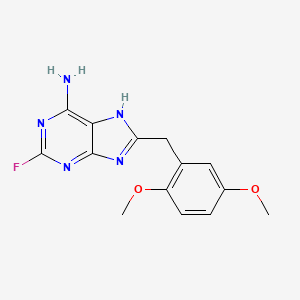 molecular formula C14H14FN5O2 B10760150 8-(2,5-Dimethoxy-benzyl)-2-fluoro-9H-purin-6-ylamine 