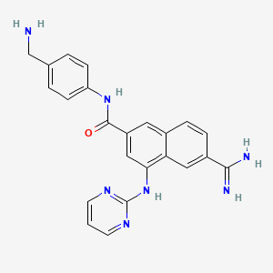 molecular formula C23H21N7O B10760165 6-[(Z)-Amino(imino)methyl]-N-[4-(aminomethyl)phenyl]-4-(pyrimidin-2-ylamino)-2-naphthamide 