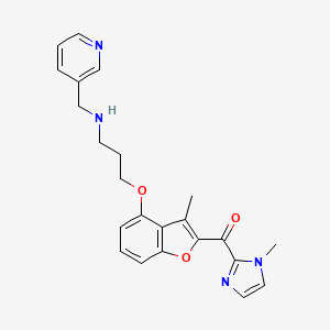 molecular formula C23H24N4O3 B10760200 (1-Methyl-1H-imidazol-2-YL)-(3-methyl-4-{3-[(pyridin-3-ylmethyl)-amino]-propoxy}-benzofuran-2-YL)-methanone 