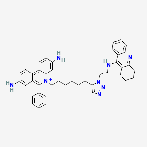 molecular formula C42H45N8+ B10760209 3,8-Diamino-6-phenyl-5-[6-[1-[2-[(1,2,3,4-tetrahydro-9-acridinyl)amino]ethyl]-1H-1,2,3-triazol-5-YL]hexyl]-phenanthridinium 