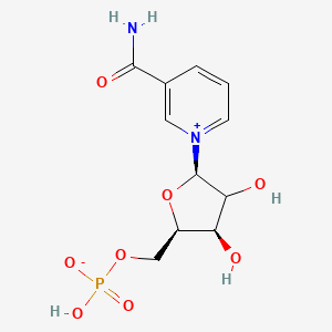 molecular formula C11H15N2O8P B10760211 [(2R,3R,5R)-5-(3-carbamoylpyridin-1-ium-1-yl)-3,4-dihydroxy-tetrahydrofuran-2-yl]methyl hydrogen phosphate 