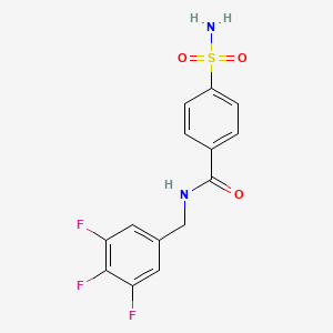 molecular formula C14H11F3N2O3S B10760318 4-(Aminosulfonyl)-N-[(3,4,5-trifluorophenyl)methyl]-benzamide 