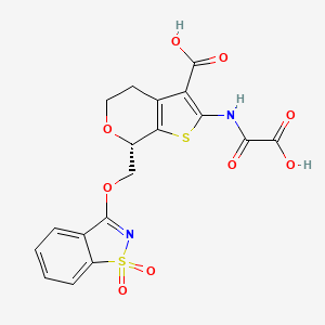 7-(1,1-Dioxo-1H-benzo[D]isothiazol-3-yloxymethyl)-2-(oxalyl-amino)-4,7-dihydro-5H-thieno[2,3-C]pyran-3-carboxylic acid