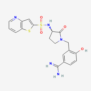 molecular formula C19H19N5O4S2 B10760415 4-Hydroxy-3-[2-oxo-3-(thieno[3,2-B]pyridine-2-sulfonylamino)-pyrrolidin-1-ylmethyl]-benzamidine 