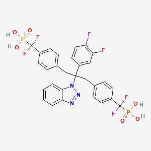 molecular formula C29H23F6N3O6P2 B10760438 {[2-(1H-1,2,3-Benzotriazol-1-YL)-2-(3,4-difluorophenyl)propane-1,3-diyl]bis[4,1-phenylene(difluoromethylene)]}bis(phosphonic acid) 