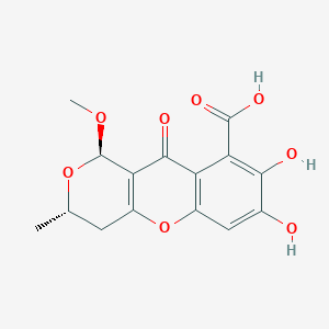 molecular formula C15H14O8 B10760461 7,8-Dihydroxy-1-methoxy-3-methyl-10-oxo-4,10-dihydro-1H,3H-pyrano[4,3-B]chromene-9-carboxylic acid CAS No. 335377-65-6