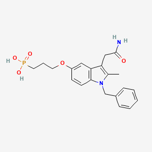 molecular formula C21H25N2O5P B10760508 [3-(1-Benzyl-3-carbamoylmethyl-2-methyl-1H-indol-5-yloxy)-propyl-]-phosphonic acid 