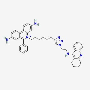 molecular formula C42H45N8+ B10760648 3,8-Diamino-6-phenyl-5-[6-[1-[2-[(1,2,3,4-tetrahydro-9-acridinyl)amino]ethyl]-1H-1,2,3-triazol-4-YL]hexyl]-phenanthridinium 