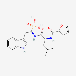 molecular formula C21H26N3O6P B10760694 N-[(Furan-2-YL)carbonyl]-(S)-leucyl-(R)-[1-amino-2(1H-indol-3-YL)ethyl]-phosphonic acid 