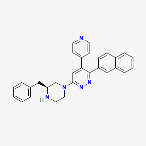 molecular formula C30H27N5 B10760711 6((S)-3-Benzylpiperazin-1-YL)-3-(naphthalen-2-YL)-4-(pyridin-4-YL)pyrazine 