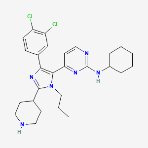 molecular formula C27H34Cl2N6 B10760795 Cyclohexyl-{4-[5-(3,4-dichlorophenyl)-2-piperidin-4-YL-3-propyl-3H-imidazol-4-YL]-pyrimidin-2-YL}amine 