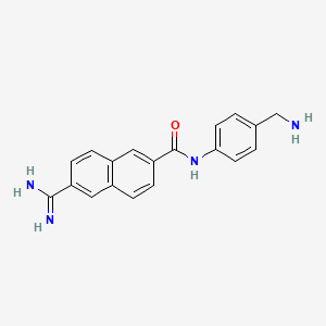 molecular formula C19H18N4O B10760803 6-[N-(4-(Aminomethyl)phenyl)carbamyl]-2-naphthalenecarboxamidine 