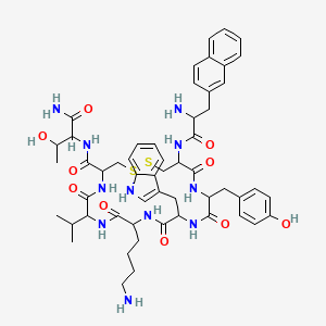 molecular formula C54H69N11O10S2 B10761210 10-(4-aminobutyl)-N-(1-amino-3-hydroxy-1-oxobutan-2-yl)-19-[(2-amino-3-naphthalen-2-ylpropanoyl)amino]-16-[(4-hydroxyphenyl)methyl]-13-(1H-indol-3-ylmethyl)-6,9,12,15,18-pentaoxo-7-propan-2-yl-1,2-dithia-5,8,11,14,17-pentazacycloicosane-4-carboxamide 