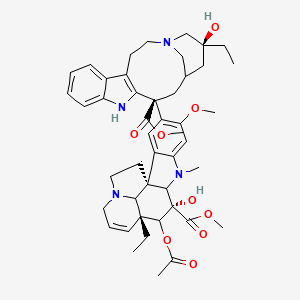 molecular formula C46H58N4O9 B10761611 methyl (1R,10S,12R)-11-acetyloxy-12-ethyl-4-[(13S,17S)-17-ethyl-17-hydroxy-13-methoxycarbonyl-1,11-diazatetracyclo[13.3.1.04,12.05,10]nonadeca-4(12),5,7,9-tetraen-13-yl]-10-hydroxy-5-methoxy-8-methyl-8,16-diazapentacyclo[10.6.1.01,9.02,7.016,19]nonadeca-2,4,6,13-tetraene-10-carboxylate 