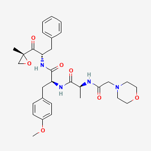 molecular formula C31H40N4O7 B10761749 (S)-3-(4-methoxyphenyl)-N-((S)-1-((R)-2-methyloxiran-2-yl)-1-oxo-3-phenylpropan-2-yl)-2-((S)-2-(2-morpholinoacetamido)propanamido)propanamide 