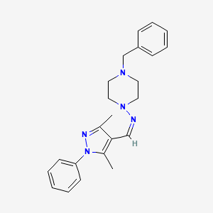 molecular formula C23H27N5 B10761824 (E)-N-(4-Benzylpiperazin-1-Yl)-1-(3,5-Dimethyl-1-Phenyl-1h-Pyrazol-4-Yl)methanimine CAS No. 304909-07-7