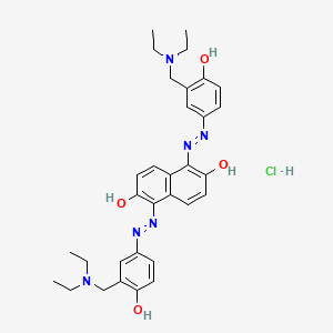 molecular formula C32H39ClN6O4 B10761885 1,5-Bis[[3-(diethylaminomethyl)-4-hydroxyphenyl]diazenyl]naphthalene-2,6-diol;hydrochloride 