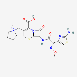 7-[[2-(2-Amino-1,3-thiazol-4-yl)-2-methoxyiminoacetyl]amino]-3-[(1-methylpyrrolidin-1-ium-1-yl)methyl]-8-oxo-5-thia-1-azabicyclo[4.2.0]oct-2-ene-2-carboxylic acid