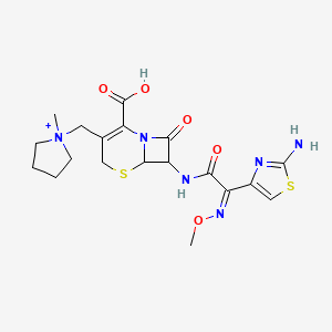 1-[(7-{[(2Z)-2-(2-amino-1,3-thiazol-4-yl)-2-(methoxyimino)acetyl]amino}-2-carboxy-8-oxo-5-thia-1-azabicyclo[4.2.0]oct-2-en-3-yl)methyl]-1-methylpyrrolidinium