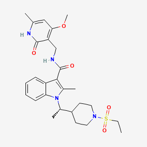 1-[(1S)-1-(1-ethylsulfonylpiperidin-4-yl)ethyl]-N-[(4-methoxy-6-methyl-2-oxo-1H-pyridin-3-yl)methyl]-2-methylindole-3-carboxamide