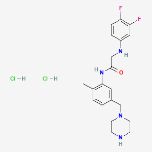 2-(3,4-difluoroanilino)-N-[2-methyl-5-(piperazin-1-ylmethyl)phenyl]acetamide;dihydrochloride