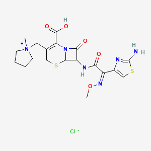 7-[[(2Z)-2-(2-amino-1,3-thiazol-4-yl)-2-methoxyiminoacetyl]amino]-3-[(1-methylpyrrolidin-1-ium-1-yl)methyl]-8-oxo-5-thia-1-azabicyclo[4.2.0]oct-2-ene-2-carboxylic acid;chloride