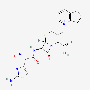 (6R,7R)-7-[[(2E)-2-(2-amino-1,3-thiazol-4-yl)-2-methoxyiminoacetyl]amino]-3-(6,7-dihydro-5H-cyclopenta[b]pyridin-1-ium-1-ylmethyl)-8-oxo-5-thia-1-azabicyclo[4.2.0]oct-2-ene-2-carboxylic acid