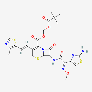 2,2-dimethylpropanoyloxymethyl 7-[[(2E)-2-(2-amino-1,3-thiazol-4-yl)-2-methoxyiminoacetyl]amino]-3-[(E)-2-(4-methyl-1,3-thiazol-5-yl)ethenyl]-8-oxo-5-thia-1-azabicyclo[4.2.0]oct-2-ene-2-carboxylate