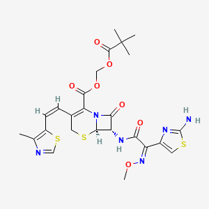 2,2-Dimethylpropanoyloxymethyl (6R,7S)-7-[[(2Z)-2-(2-amino-1,3-thiazol-4-yl)-2-methoxyiminoacetyl]amino]-3-[(Z)-2-(4-methyl-1,3-thiazol-5-yl)ethenyl]-8-oxo-5-thia-1-azabicyclo[4.2.0]oct-2-ene-2-carboxylate