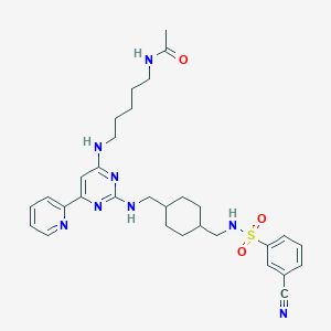 N-(5-((2-((((1r,4r)-4-((3-Cyanophenylsulfonamido)methyl)cyclohexyl)methyl)amino)-6-(pyridin-2-yl)pyrimidin-4-yl)amino)pentyl)acetamide