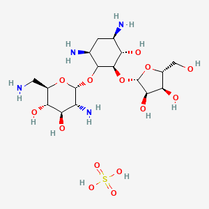 (2R,3S,4R,5R,6R)-5-amino-2-(aminomethyl)-6-[(2R,3S,4R,6S)-4,6-diamino-2-[(2S,3R,4S,5R)-3,4-dihydroxy-5-(hydroxymethyl)oxolan-2-yl]oxy-3-hydroxycyclohexyl]oxyoxane-3,4-diol;sulfuric acid