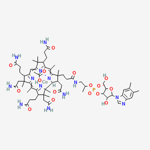 acetic acid;cobalt;[5-(5,6-dimethylbenzimidazol-1-yl)-4-hydroxy-2-(hydroxymethyl)oxolan-3-yl] 1-[3-[2,13,18-tris(2-amino-2-oxoethyl)-7,12,17-tris(3-amino-3-oxopropyl)-3,5,8,8,13,15,18,19-octamethyl-2,7,12,17-tetrahydro-1H-corrin-21-id-3-yl]propanoylamino]propan-2-yl phosphate