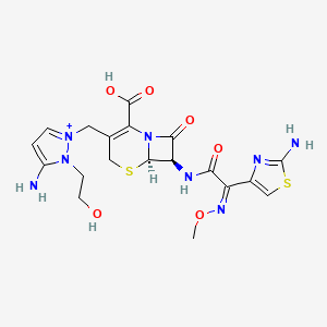 (6R,7R)-3-[[3-amino-2-(2-hydroxyethyl)pyrazol-1-ium-1-yl]methyl]-7-[[(2Z)-2-(2-amino-1,3-thiazol-4-yl)-2-methoxyiminoacetyl]amino]-8-oxo-5-thia-1-azabicyclo[4.2.0]oct-2-ene-2-carboxylic acid