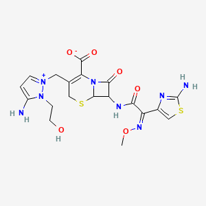 3-[[3-amino-2-(2-hydroxyethyl)pyrazol-1-ium-1-yl]methyl]-7-[[(2Z)-2-(2-amino-1,3-thiazol-4-yl)-2-methoxyiminoacetyl]amino]-8-oxo-5-thia-1-azabicyclo[4.2.0]oct-2-ene-2-carboxylate