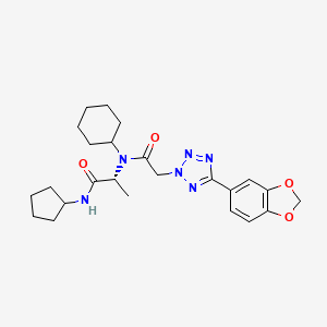 (2R)-2-[[2-[5-(1,3-benzodioxol-5-yl)tetrazol-2-yl]acetyl]-cyclohexylamino]-N-cyclopentylpropanamide